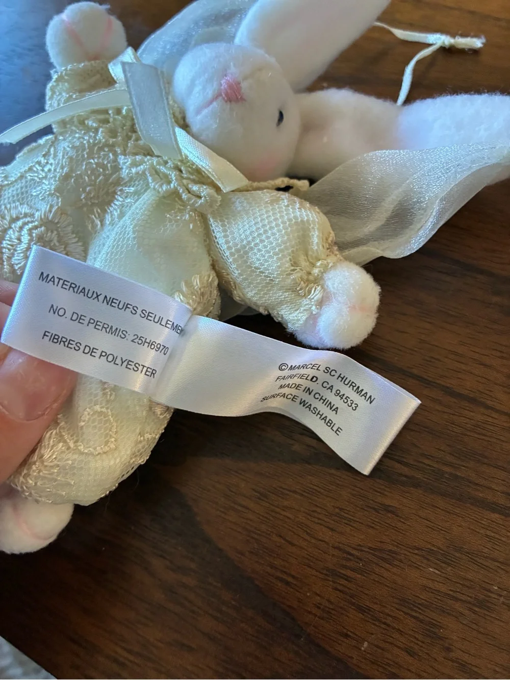 Vintage Fairy Bunny Plush Ornament – Lace Angel Rabbit Hanging Decoration